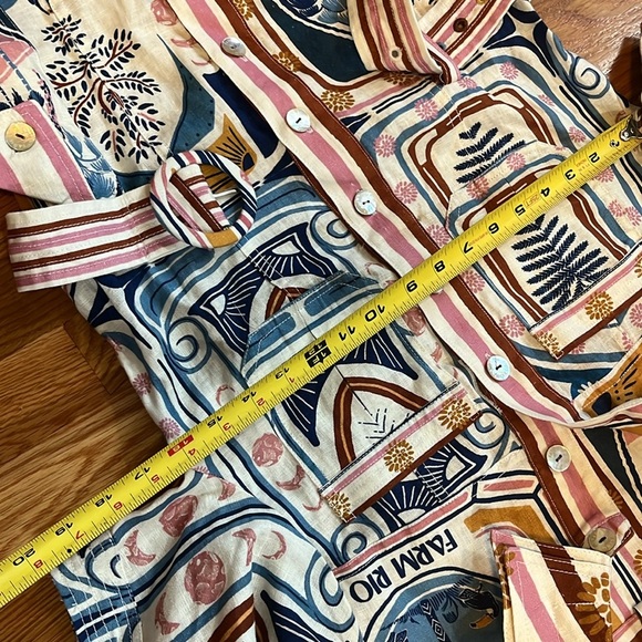 FARM Rio Cerrado Short-Sleeve Belted Linen Mini Dress Size Small NWT - Picture 7 of 15